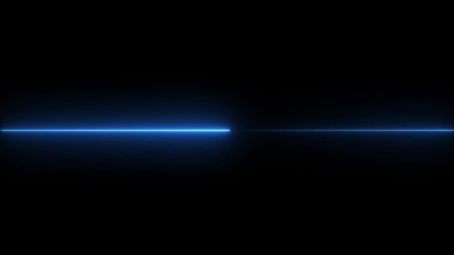 Glowing neon Straight neon animation horizontal line on alpha background, straight neon blue line, loop.neon corner. motion background. Neon lights blinking lines moving.4k ..
