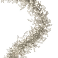 Rice grains scattered in a curved line on a clean surface
