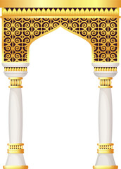Naklejka premium Golden ornate arch in ancient decorative style icon