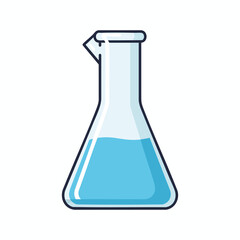 Laboratory Erlenmeyer Flask with Blue Liquid