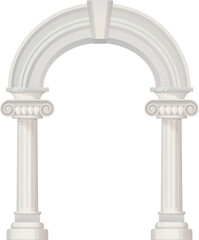 Naklejka premium Ancient arch. White marble pillar cartoon icon