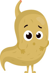 Fototapeta premium Sick stomach icon. Food poisoning cartoon character