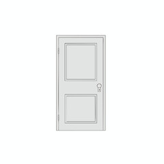 Simple Line Drawing of a Rectangular Door with Two Panels