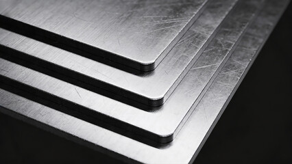 Generative AI Stacked Metal Sheets with Smooth Surface for photography product and Industrial background
