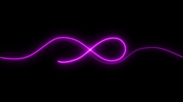 Glowing neon infinity animation icon on black background,glowing neon purple Infinity symbol icon animation, infinity 4k video icon animated, glowing lights moving infinity sign