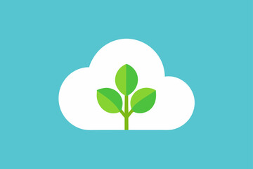 Cloud Icon with Green Sprout plant growth