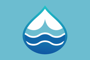 Stylized Water Drop Icon with Waves vector illustration