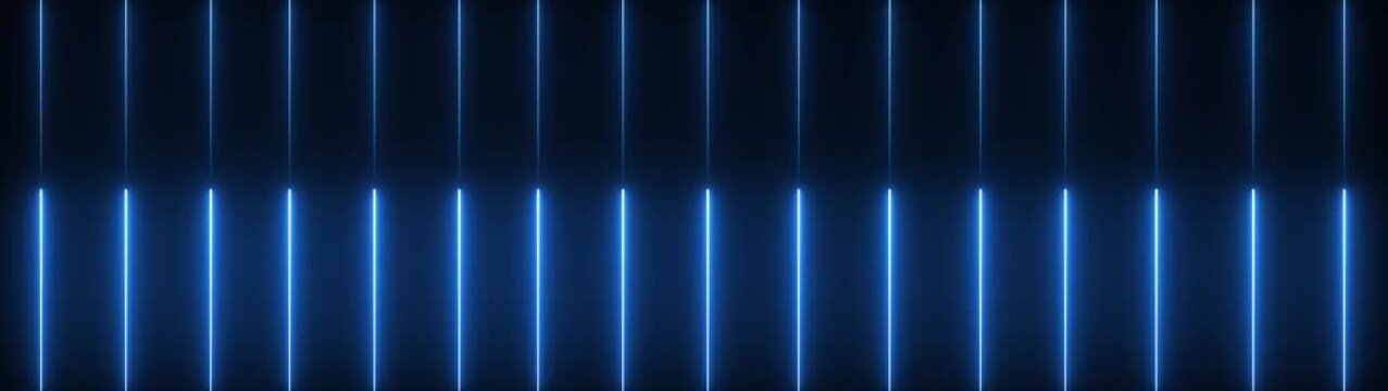 Neon lights glowing futuristic trendy seamless neon light line technology motion background. Neon lights blinking vertical lines moving animation. 4k background