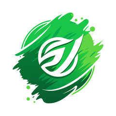 Fototapeta premium A green and white logo on a white background