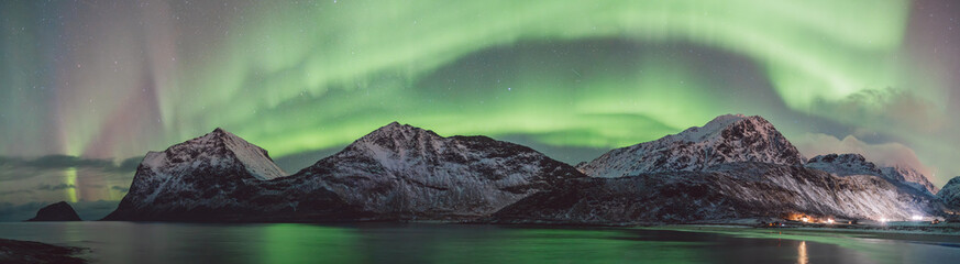 Northern lights - Norway - February arctic night sky with colorful aurora borealis  © Cristian Bortes