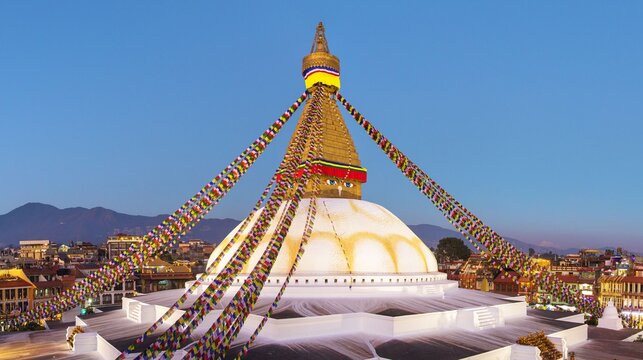 Boudhanath stupa evening Kathmandu Nepal