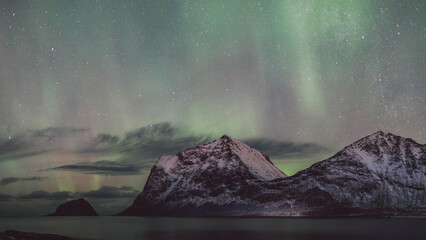 Northern lights - Norway - February arctic night sky with colorful aurora borealis  © Cristian Bortes