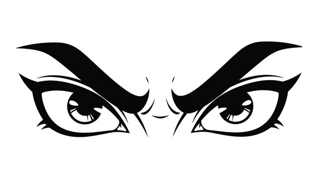 Intense eyes with sharp, angular features and a fierce expression Vector
