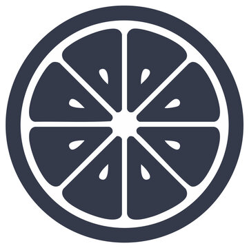 Minimalist citrus fruit slice icon. Simple flat design graphic of a lemon or orange cross section.
