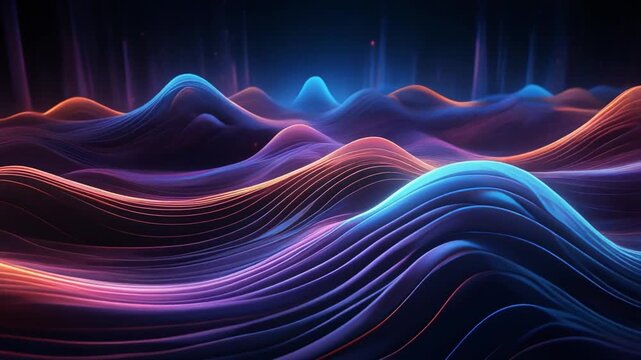 futuristic wave patterns with glowing lines