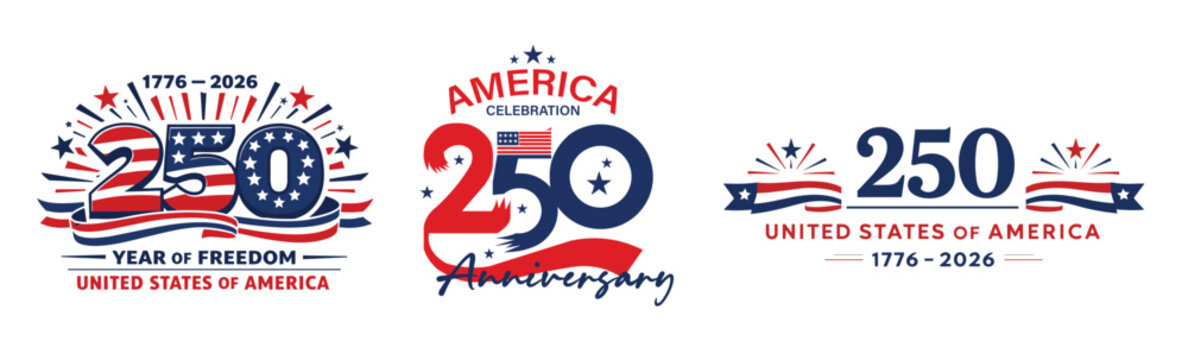 uk flag text with british flag, United States 250 Year Celebration Vector Branding Logo
