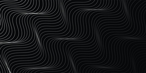 3D Vector wave lines pattern smooth curve flowing dynamic white light isolated on black background for concept of technology, digital © Irfan