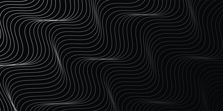 3D Vector wave lines pattern smooth curve flowing dynamic white light isolated on black background for concept of technology, digital