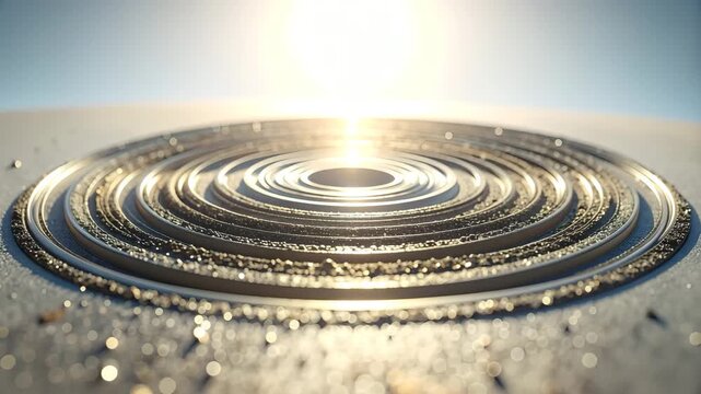 Concentric rings illuminated: A mesmerizing, low-angle shot showcases the intricate design of concentric rings under the bright sunlight.