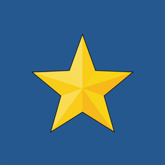 Obraz premium A five-pointed gold star on a deep blue background