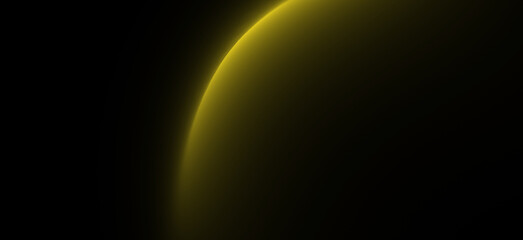 Abstract Golden Glowing Arc Light Lens Flare on Black Background