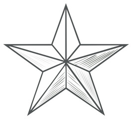 Fototapeta premium Five Point Star Shape Symbol with Hatch Fill in an Illustration on a White Background
