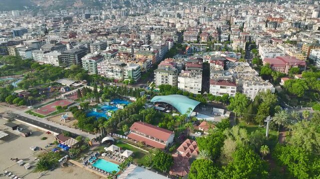 Aerial Video of Alanya City Center Near the Coastline
