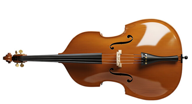 Elegant acoustic cello resting against a plain background isolated on transparent background