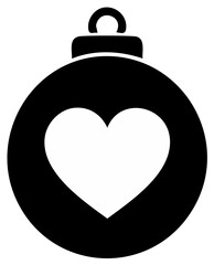 Obraz premium Black Ornament with White Heart Symbol Holiday Celebration Decor Illustration Graphic