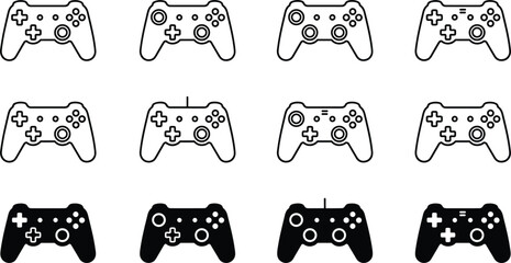 Game controller icon set with multiple styles outline and solid joystick gamepad symbols minimal vector illustration collection © Mohammad