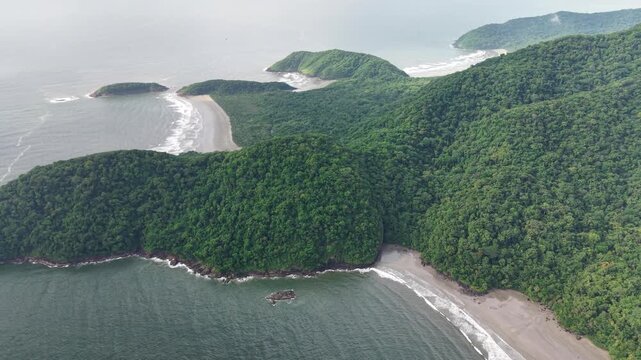 Aerial view of Arpoador Beach and Paranapu&atilde; Beach - Peru&iacute;be, S&atilde;o Paulo, Brazil