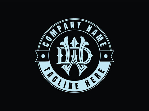 Elegant Monogram Logo Template with Company Name and Tagline on Black Background