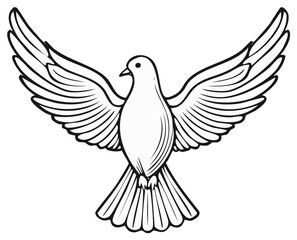 Obraz premium Line art of a flying dove, wings spread. Symbol of peace and hope in flight.