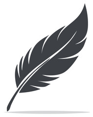 Obraz premium Elegant Feather Silhouette Smooth Line Design Bird Quill Ink Plume Lightweight Graphic Element Isolated