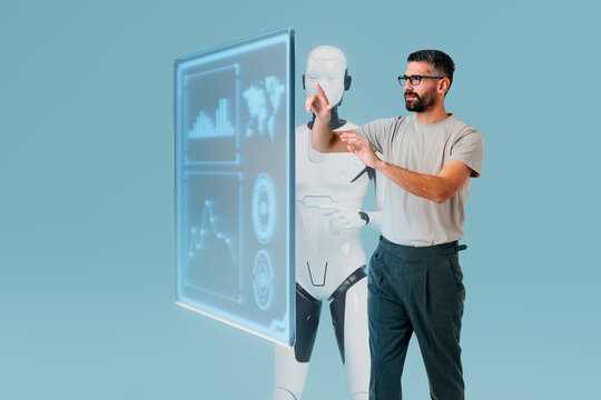 3D human and robot in digital workspace interface