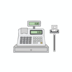 Cash Register and Receipt Illustration
