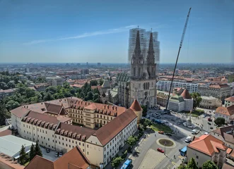 Aerial View of Zagreb Cathedral and City Center Croatia © Dario Bajurin