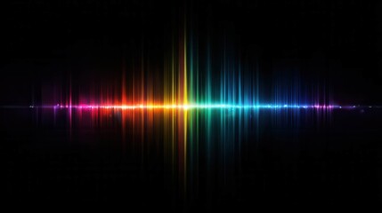 Obraz premium Horizontal audio waveform spectrum glowing against black