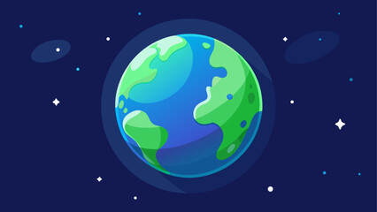 Fototapeta premium A vibrant illustration of earth floating amidst a starry cosmic background