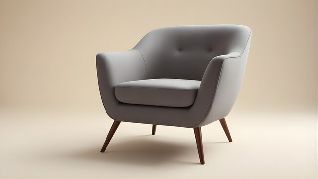 Elegant gray armchair with minimalist modern design
