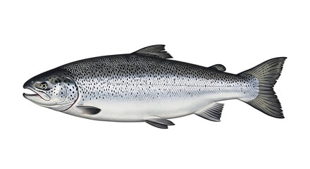 Obraz premium A detailed illustration of a salmon fish on a white background