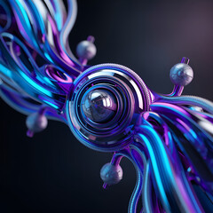 Vibrant purple and blue futuristic technology design with metallic wires
