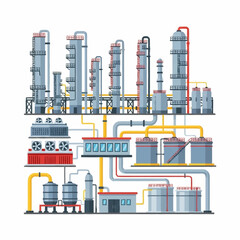 Obraz premium Industrial Oil and Gas Refinery Plant with Complex Piping System.