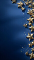 Obraz premium Golden Stars and Sparkles on Deep Blue Background