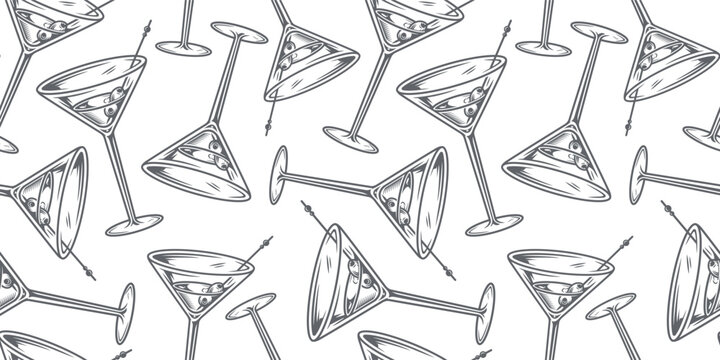 Pattern wallpaper of cocktail martini bar design