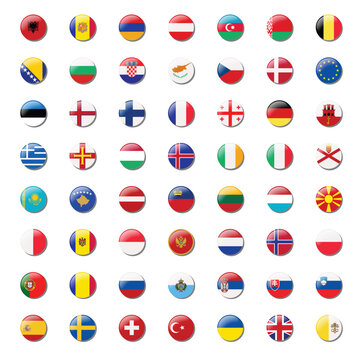 Set of European flags icon on white background