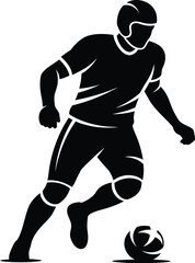 Naklejka premium A soccer player kicking a ball with dynamic movement and energy
