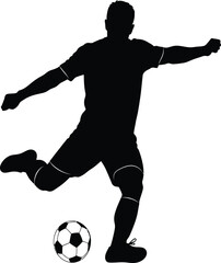 Naklejka premium A soccer player kicking a ball with skill and precision on the field.
