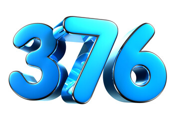 Blue number 376 3d illustration. Advertising signs. Product design. Product sales