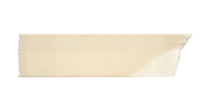 Torn piece of beige paper on white background